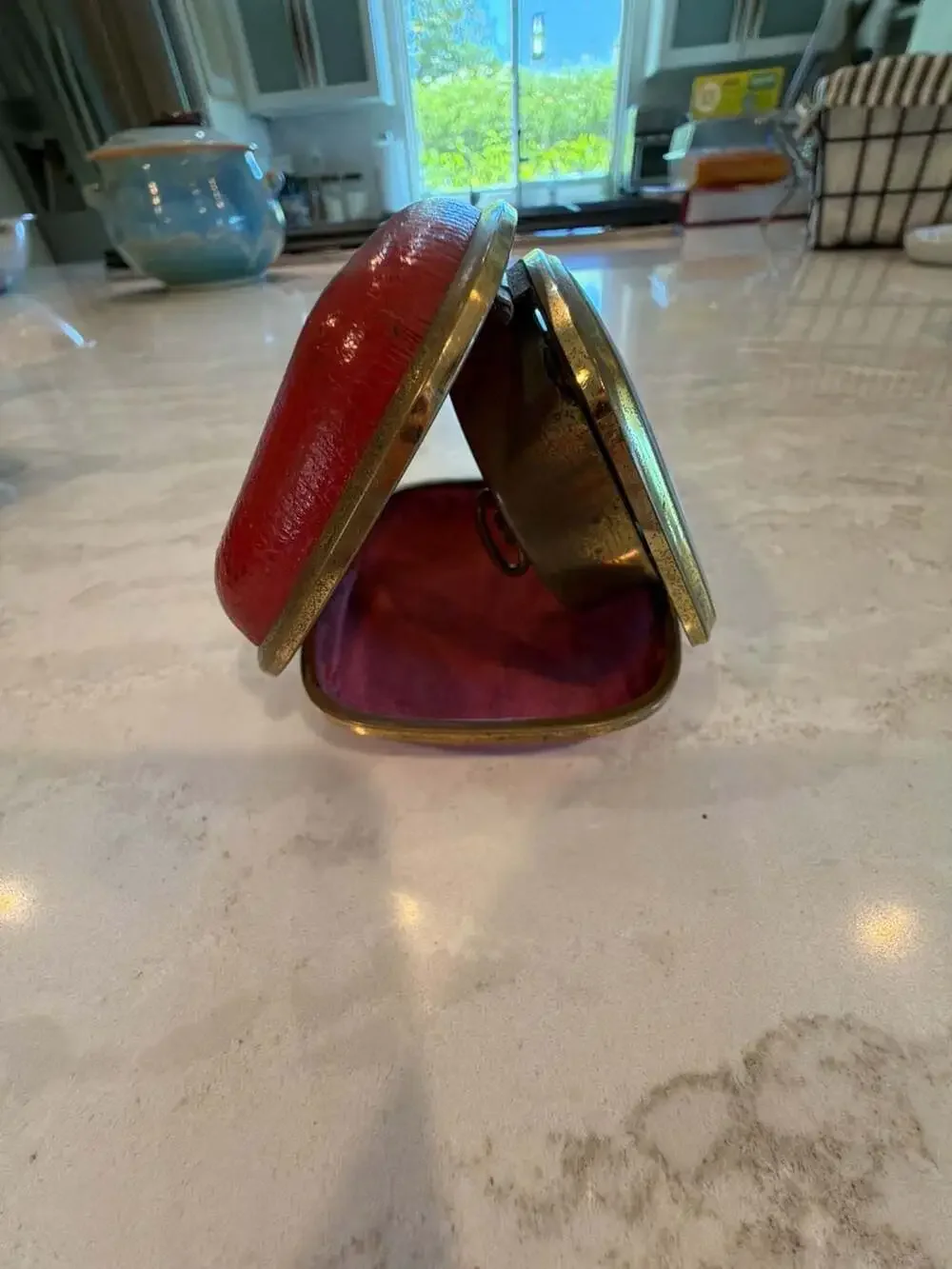 Vintage Florn 7-Jewel Travel Alarm Clock in Red Leather Folding Case